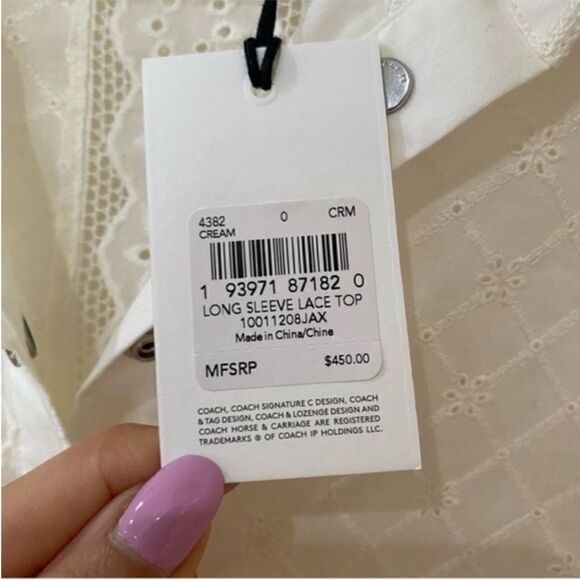 NWT COACH eyelet blouse snap button size 0 Retailed for $450 - Picture 4 of 8